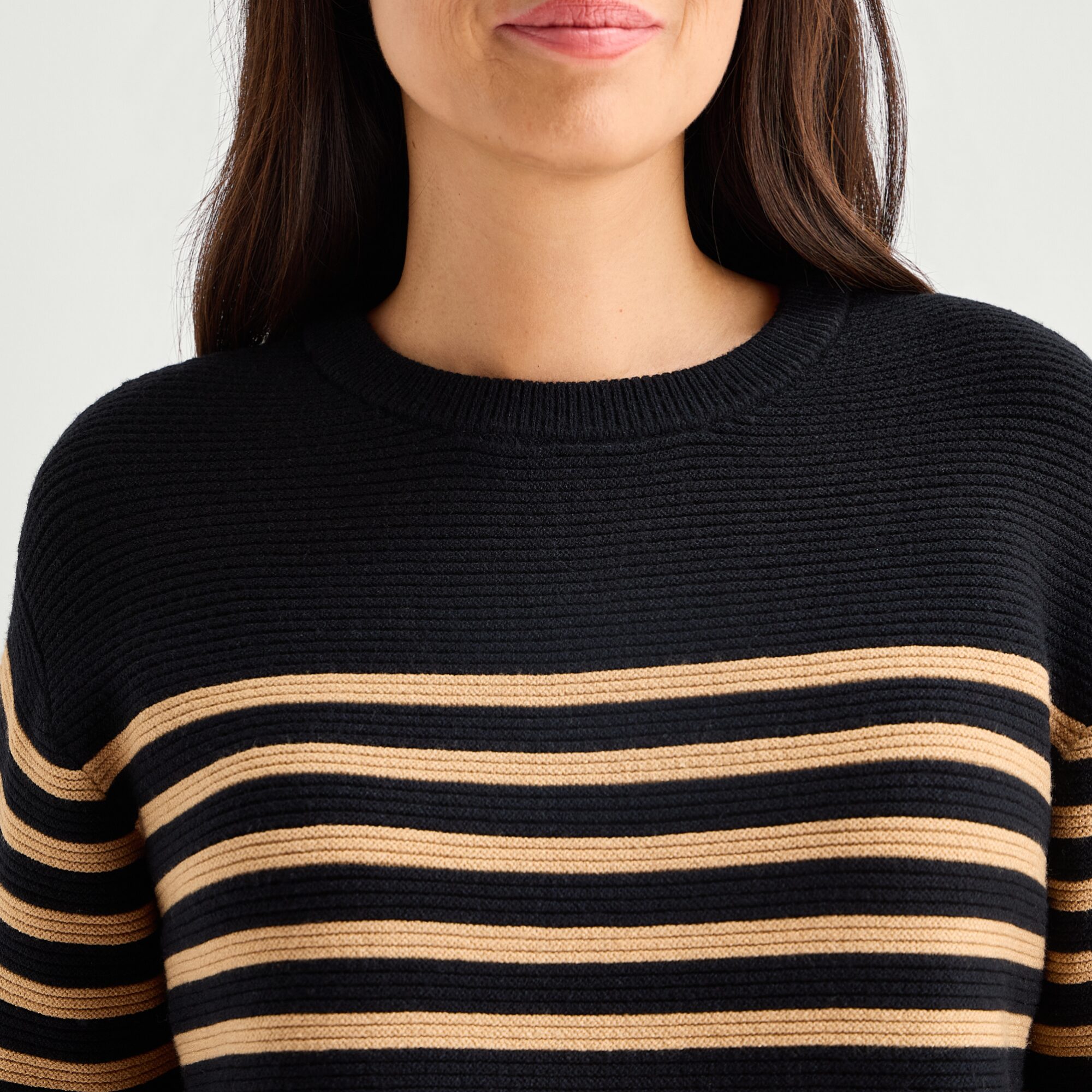 Liz Claiborne Tall Womens Crew Neck Long Sleeve Striped Pullover Sweater