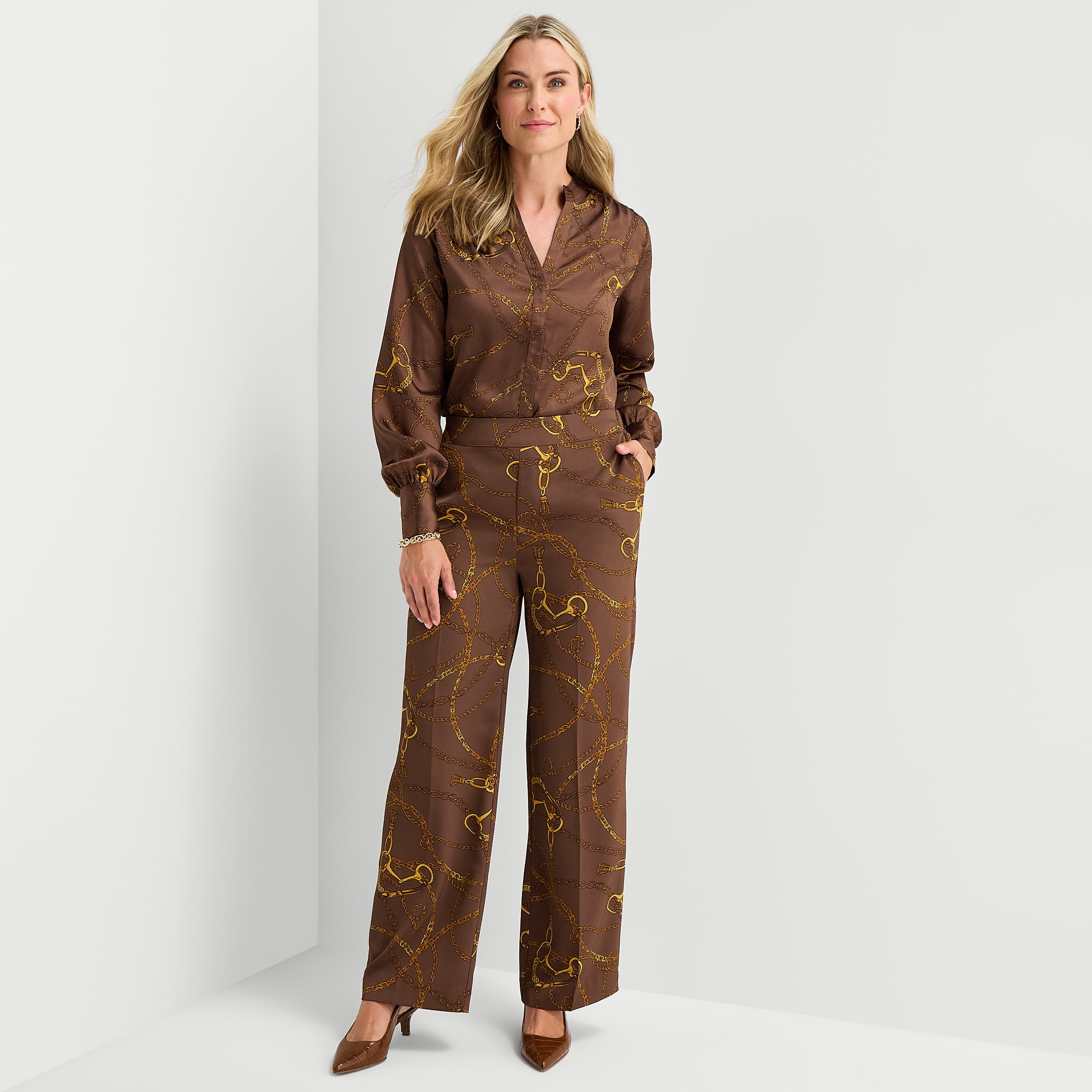 Liz Claiborne Womens Tall Wide Leg Mid Rise Pull-On Pant