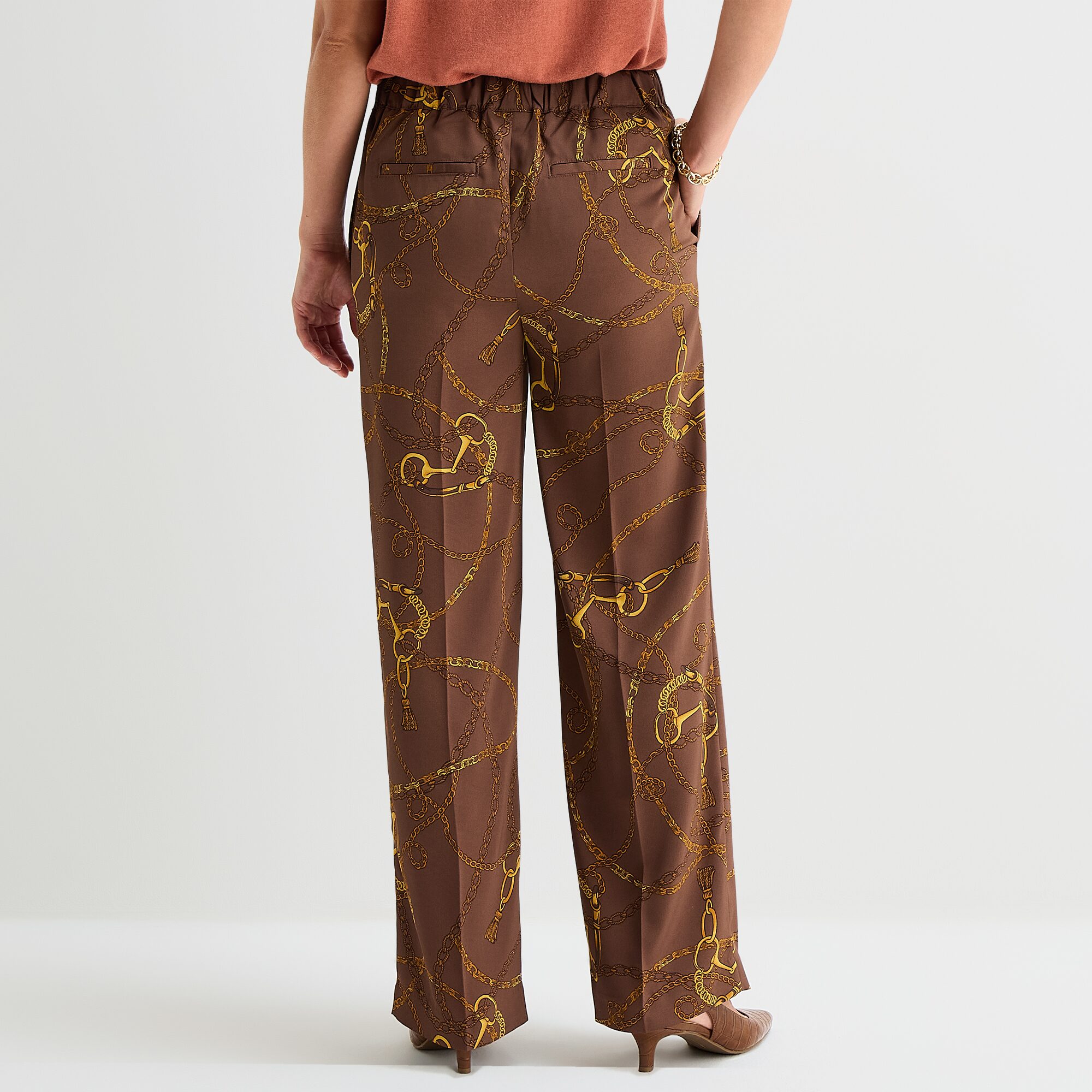 Liz Claiborne Womens Wide Leg Mid Rise Pull-On Pant