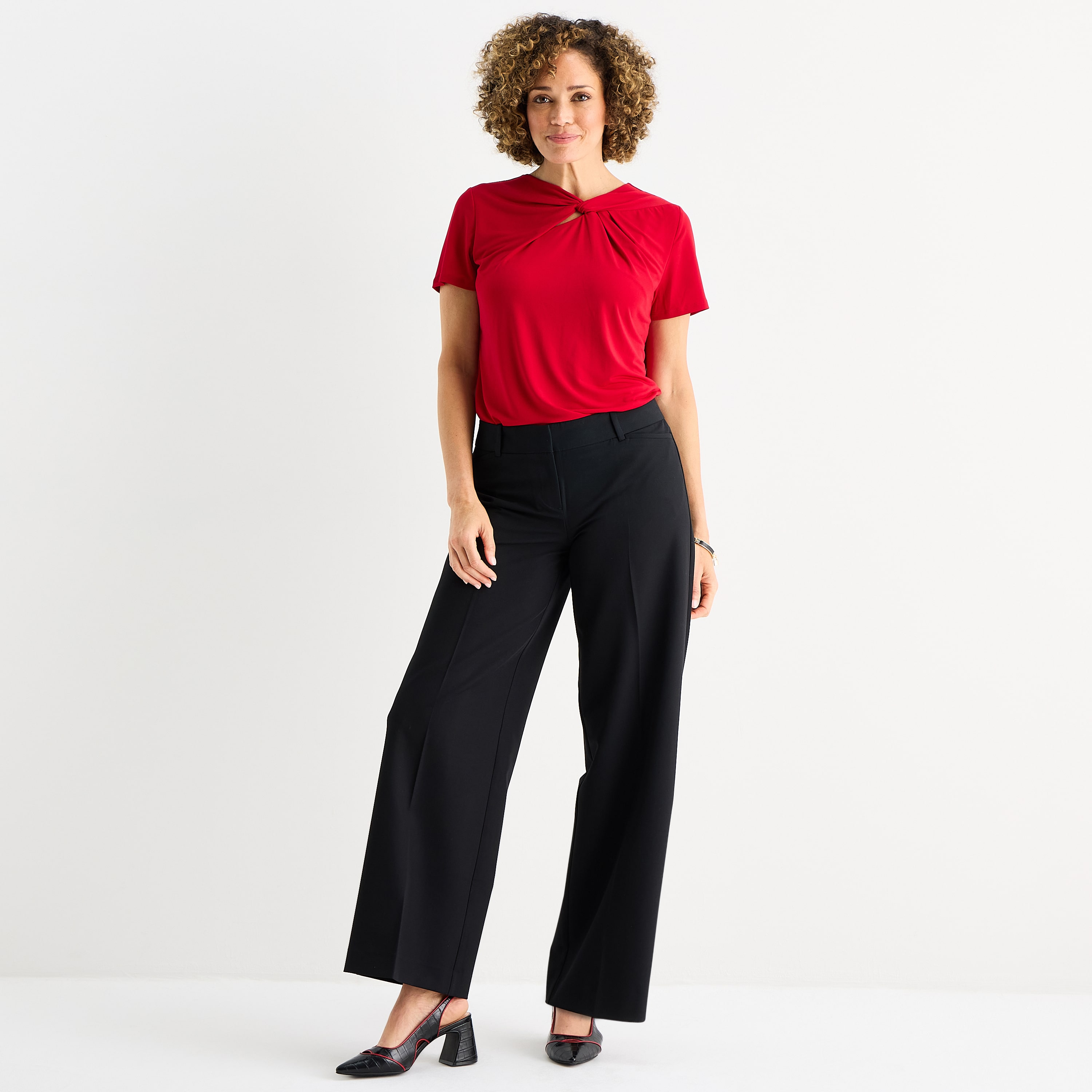 Liz Claiborne Audra Womens Tall Wide Leg Mid Rise Trouser