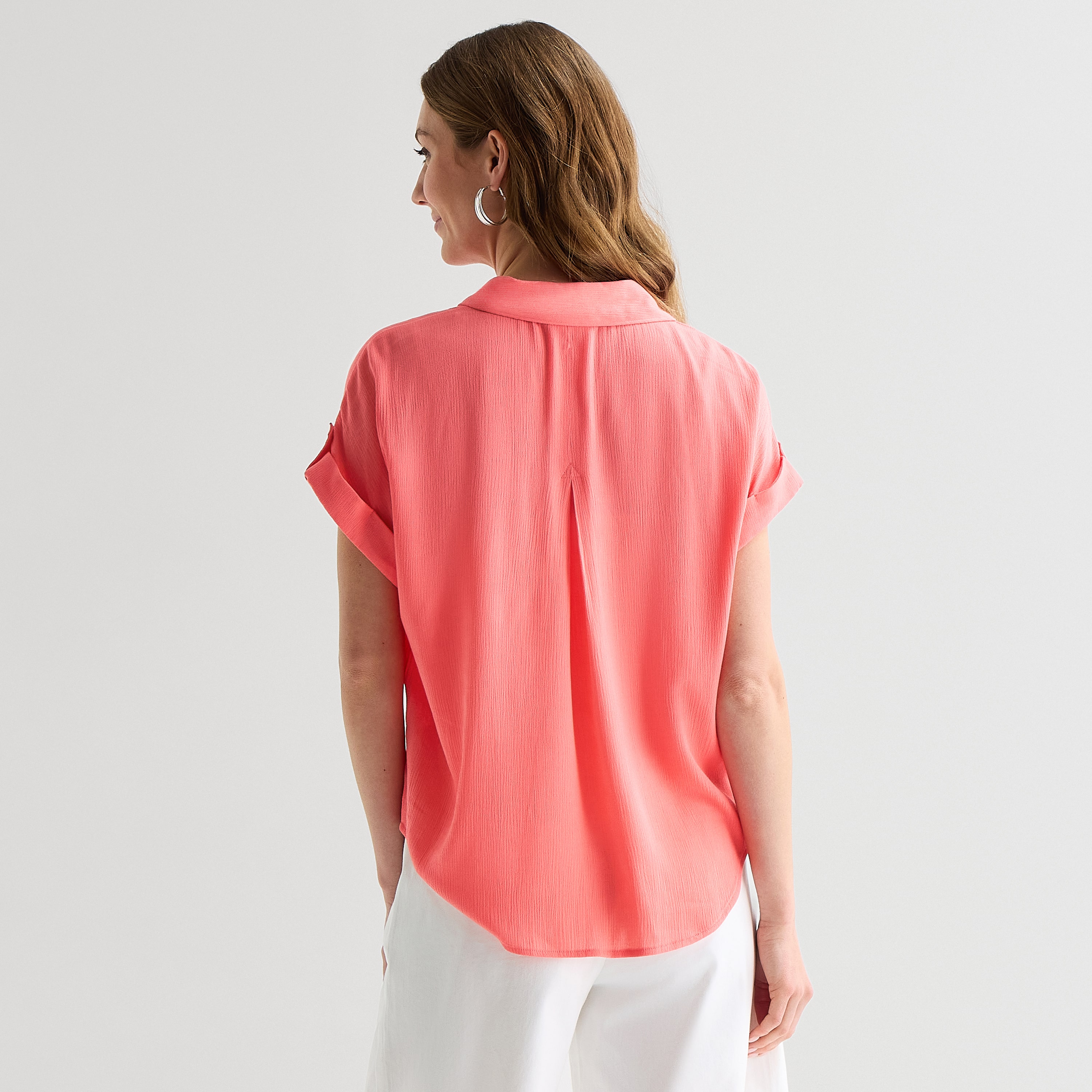 Liz Claiborne Womens Petite Short Sleeve Blouse