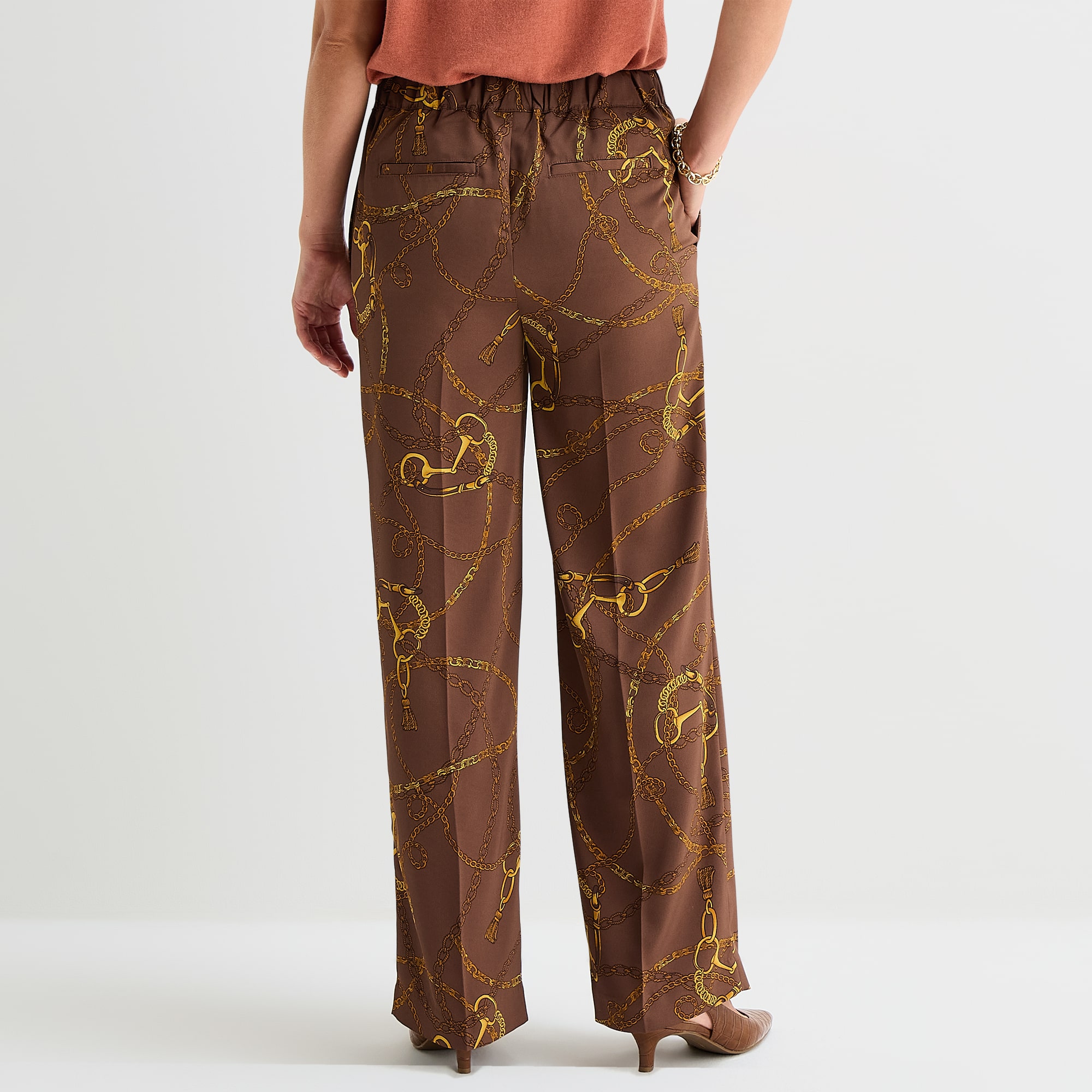 Liz Claiborne Womens Tall Wide Leg Mid Rise Pull-On Pant