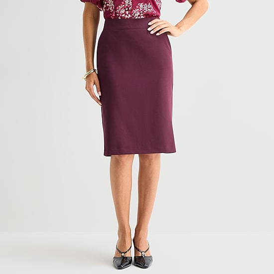 Liz Claiborne Womens Tall Mid Rise Midi Pencil Skirt