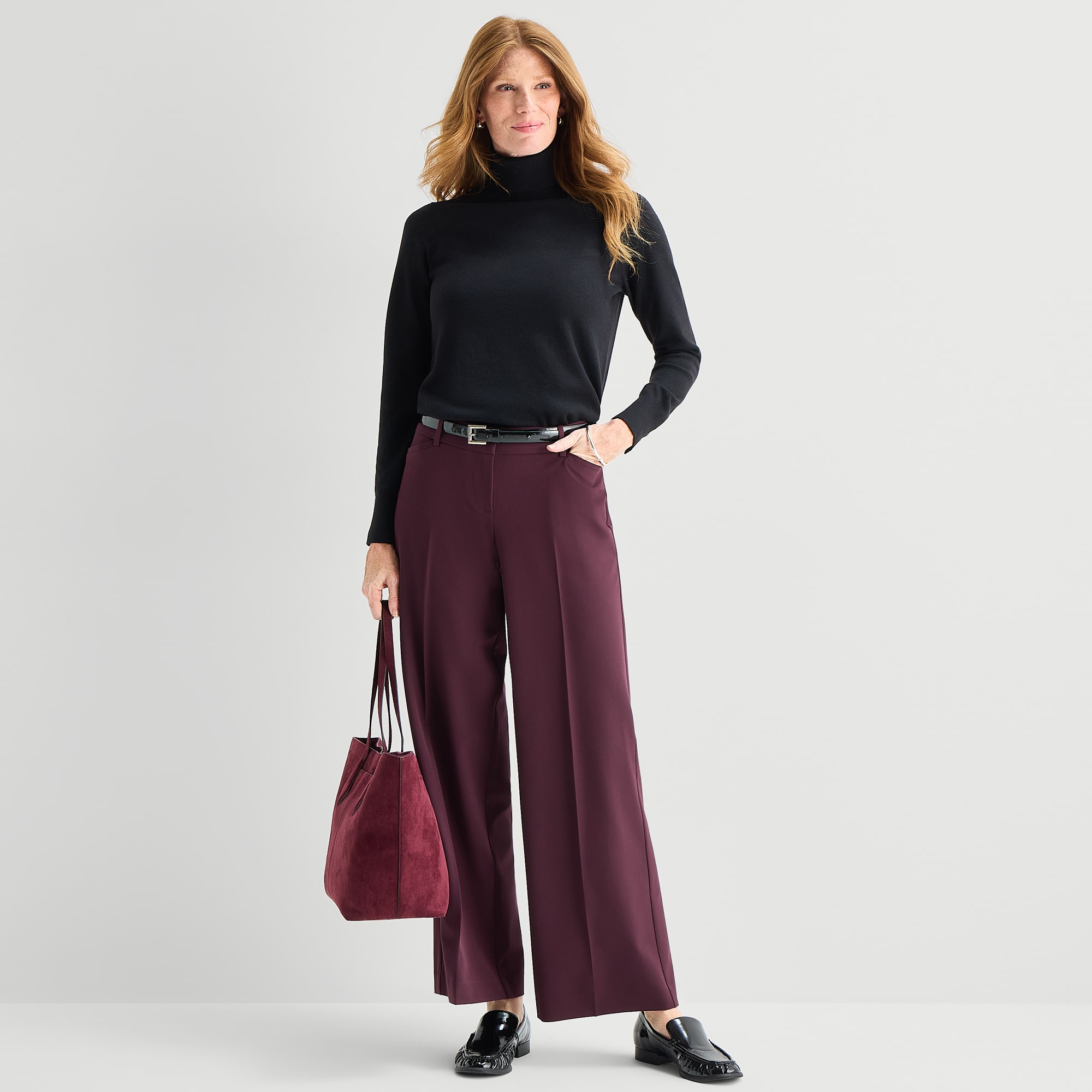 Liz Claiborne Audra Womens Wide Leg Mid Rise Trouser - JCPenney