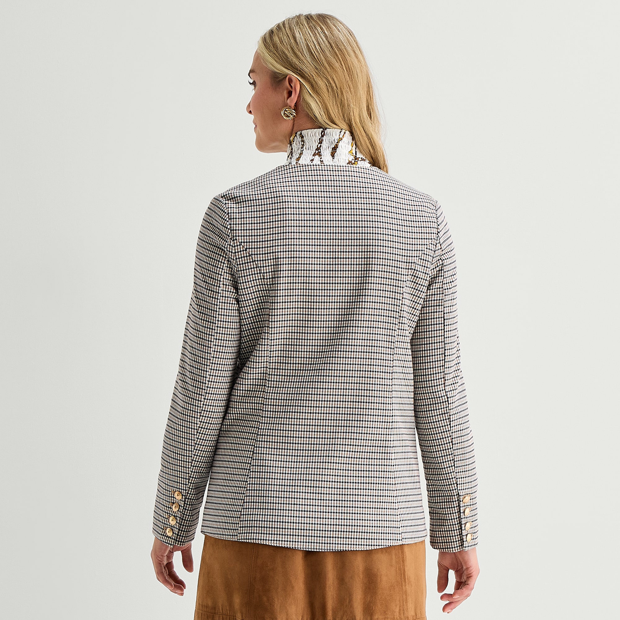 Liz Claiborne Womens Flat Front Plaid Regular Fit Blazer