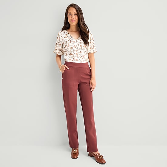 Liz Claiborne Maya Womens Tall Straight Mid Rise Pull-On Pant