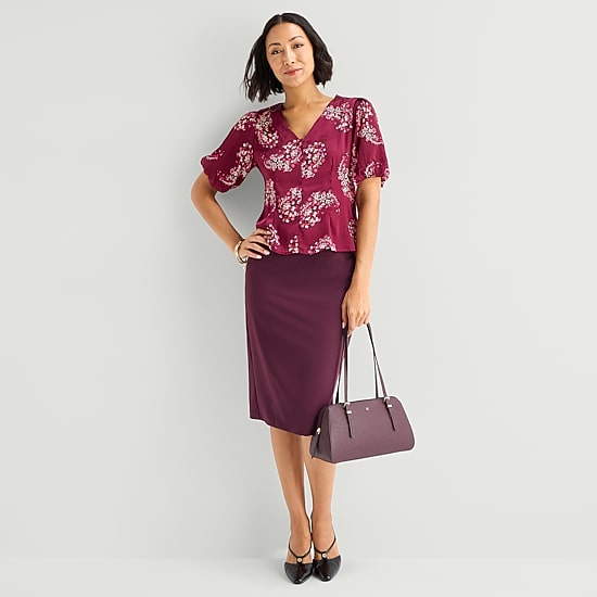 Liz Claiborne Womens Tall Mid Rise Midi Pencil Skirt