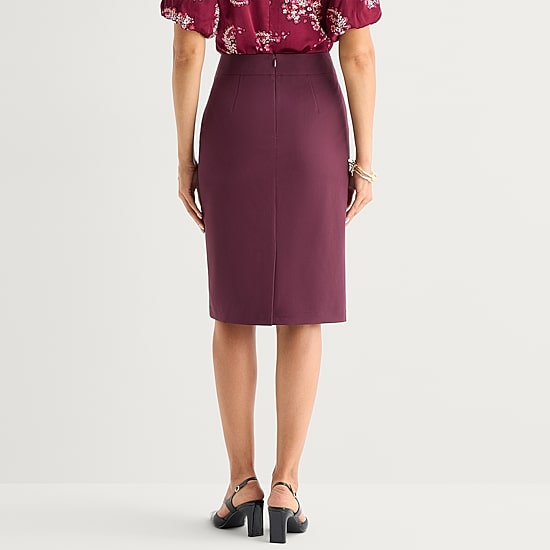 Liz Claiborne Womens Tall Mid Rise Midi Pencil Skirt