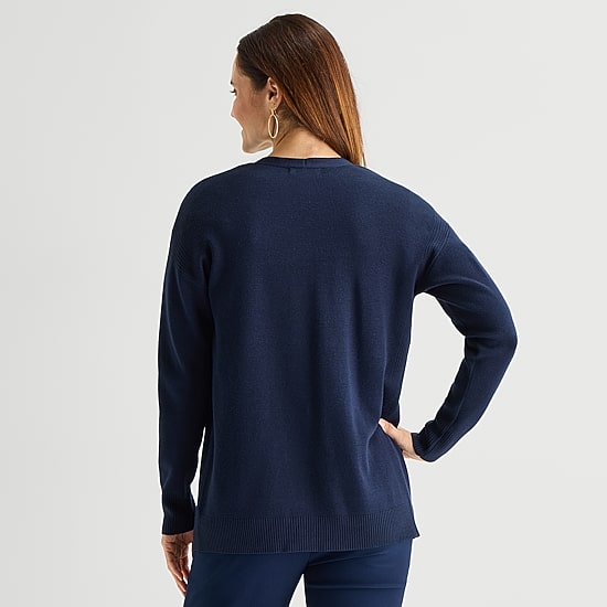 Liz Claiborne Womens Long Sleeve Open Front Cardigan