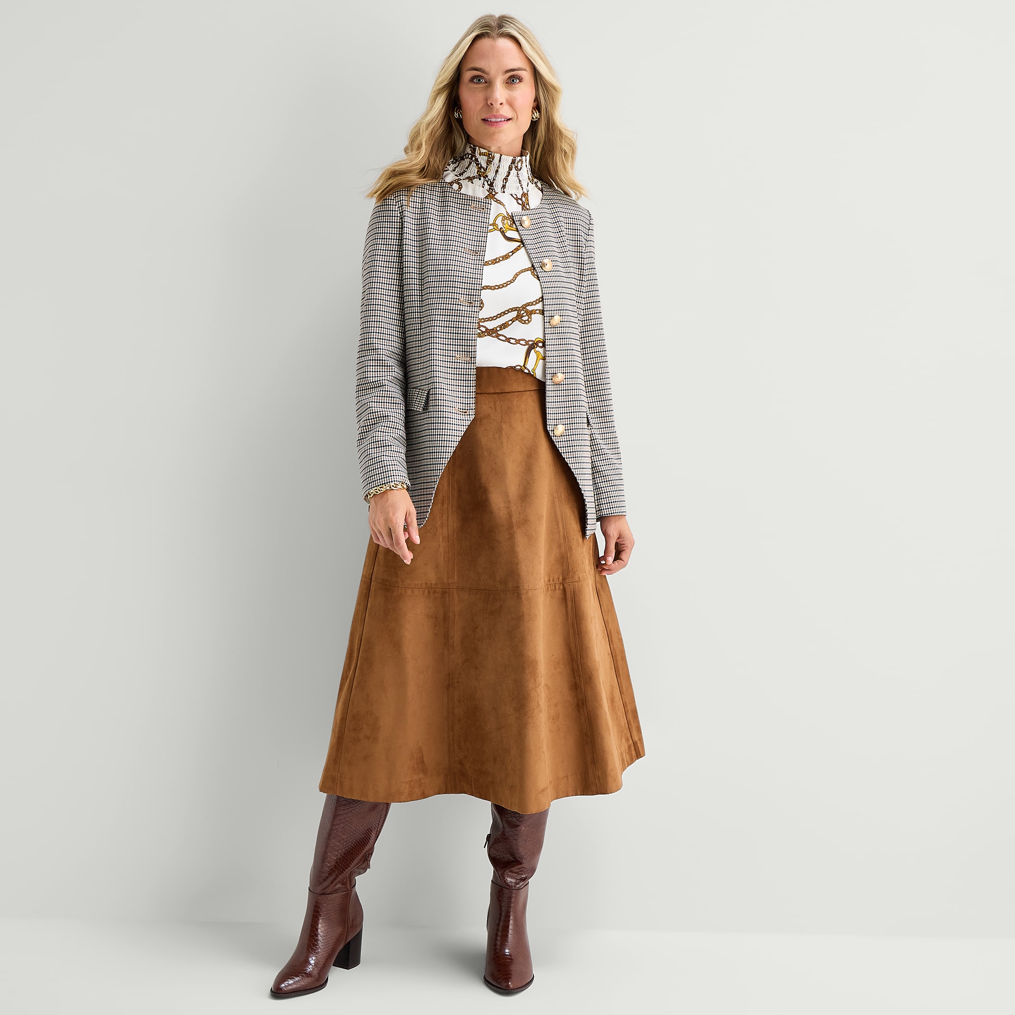 Liz Claiborne Womens Flat Front Plaid Regular Fit Blazer