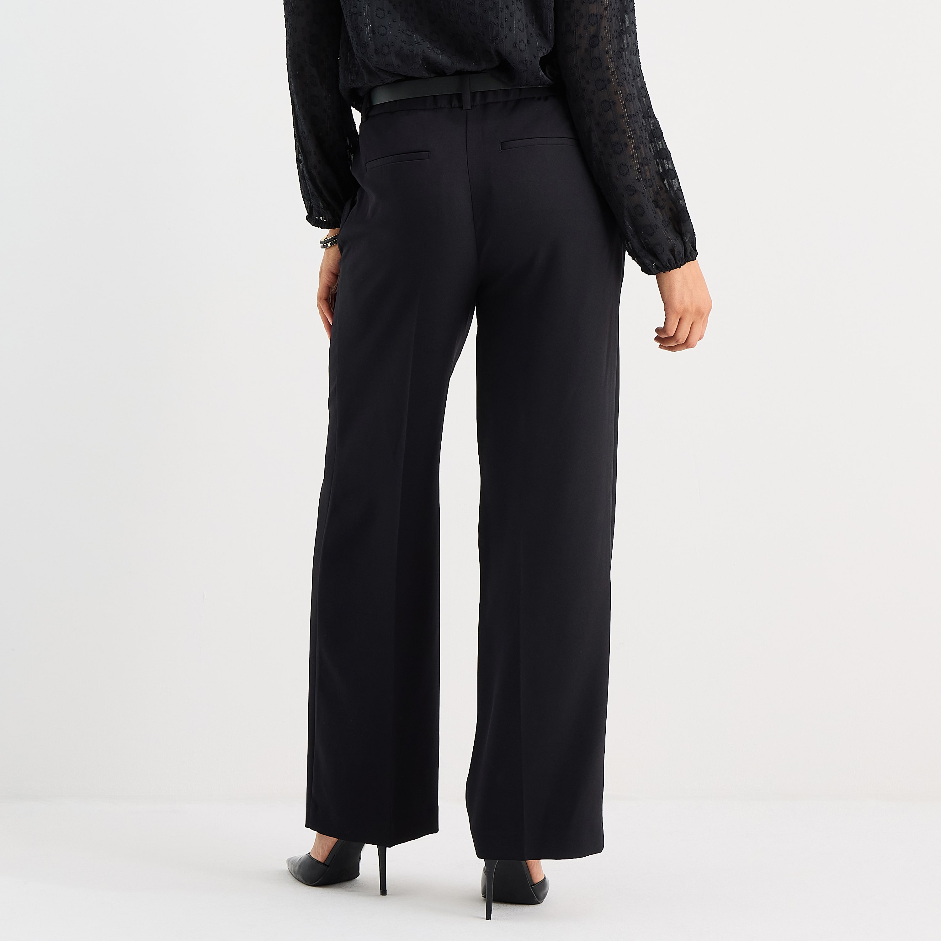 Liz Claiborne Womens Tall Wide Leg Mid Rise Trouser