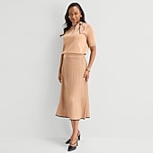 Liz Claiborne Womens High Rise Midi Pleated Skirt