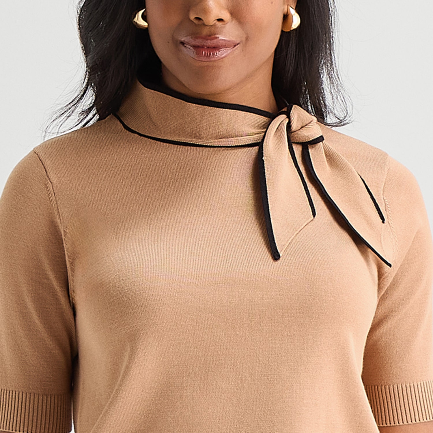 Liz Claiborne Womens Mock Neck Short Sleeve Pullover Sweater