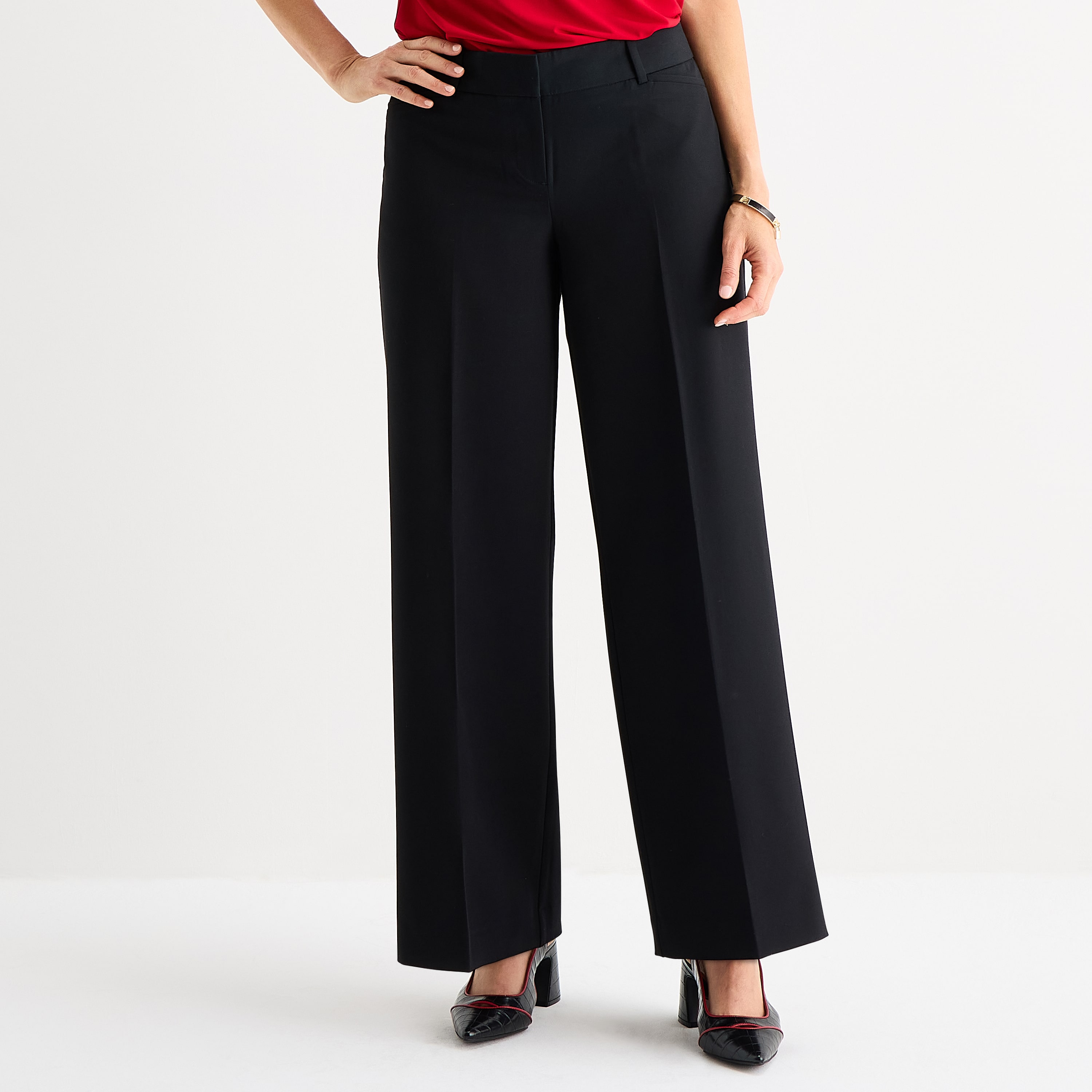 Liz Claiborne Audra Womens Wide Leg Mid Rise Trouser