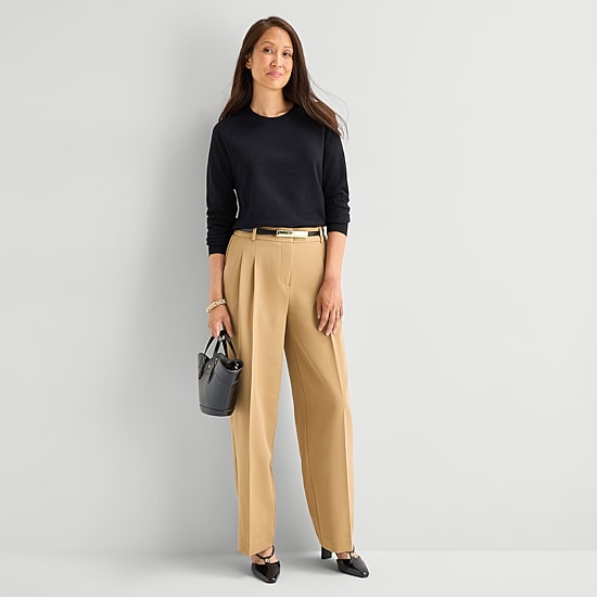 Liz Claiborne Tall Luxe Womens Crew Neck Long Sleeve Pullover Sweater