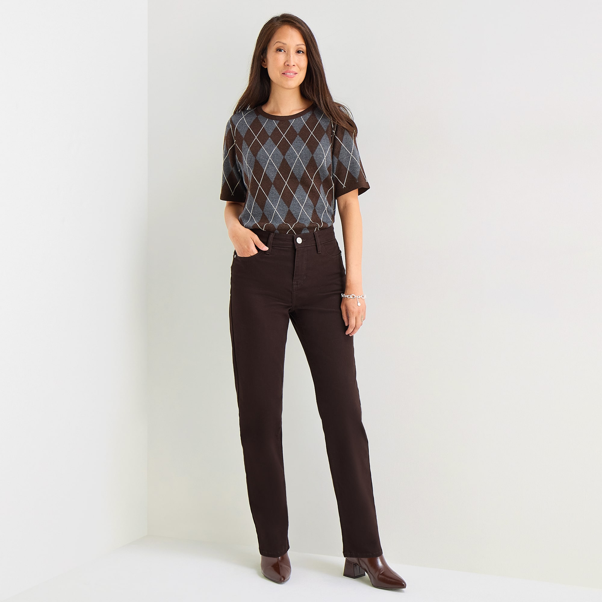 Liz Claiborne Lana Womens Tall High Rise Straight Leg Jean