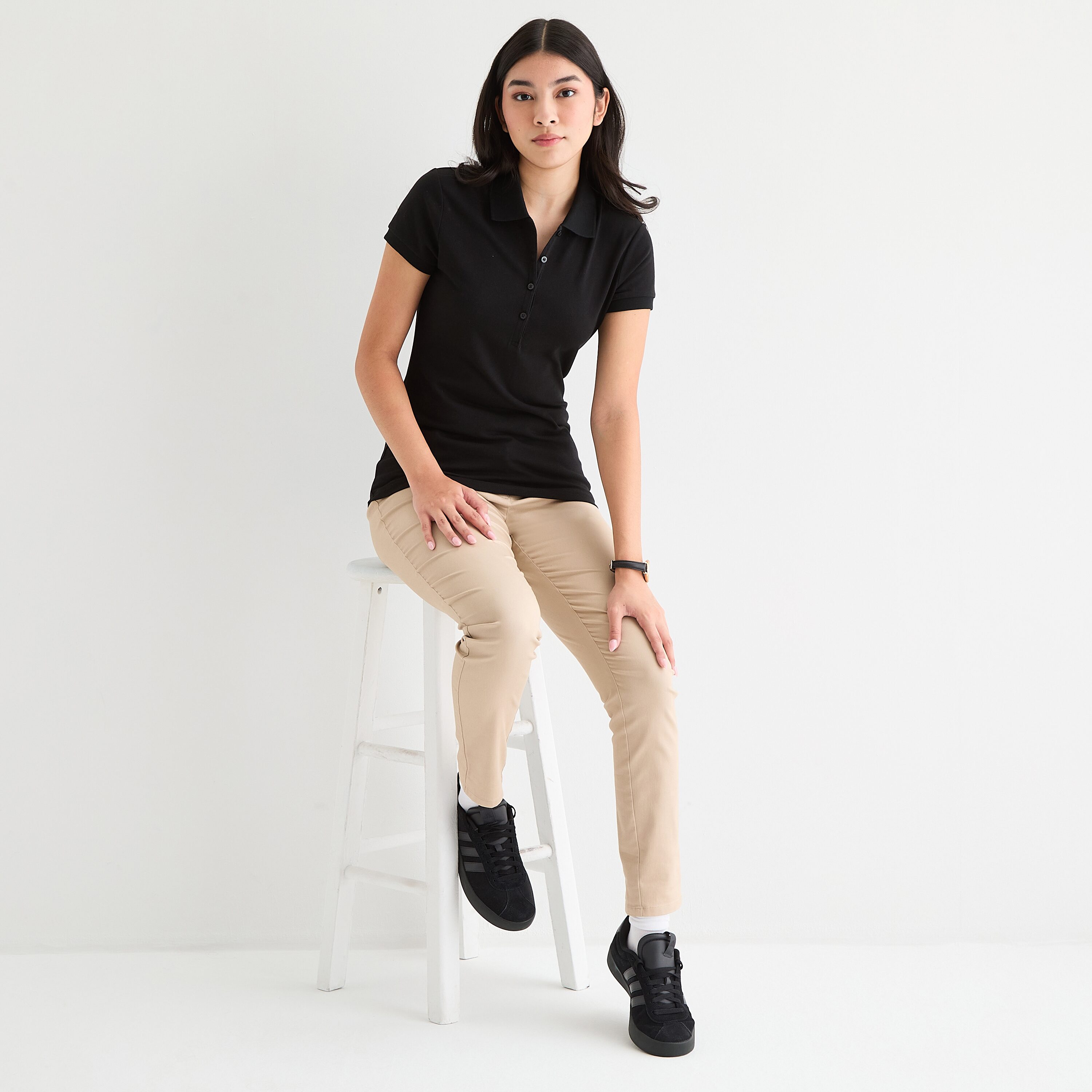 IZOD Womens Juniors Short Sleeve Polo Shirt