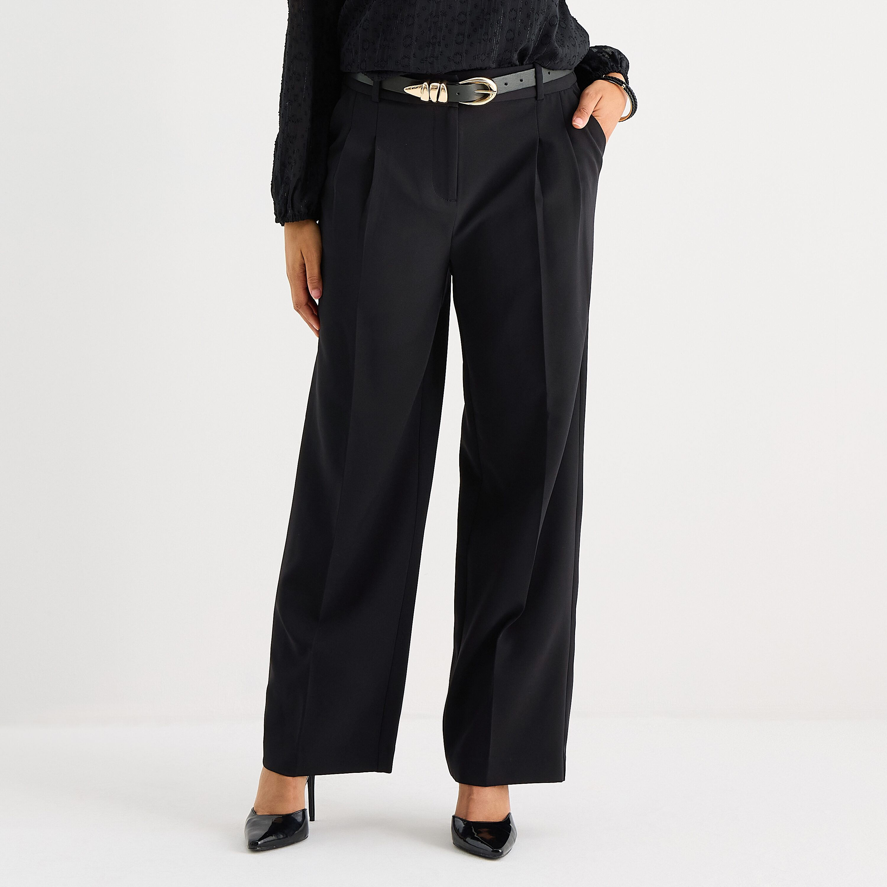Liz Claiborne Womens Tall Wide Leg Mid Rise Trouser