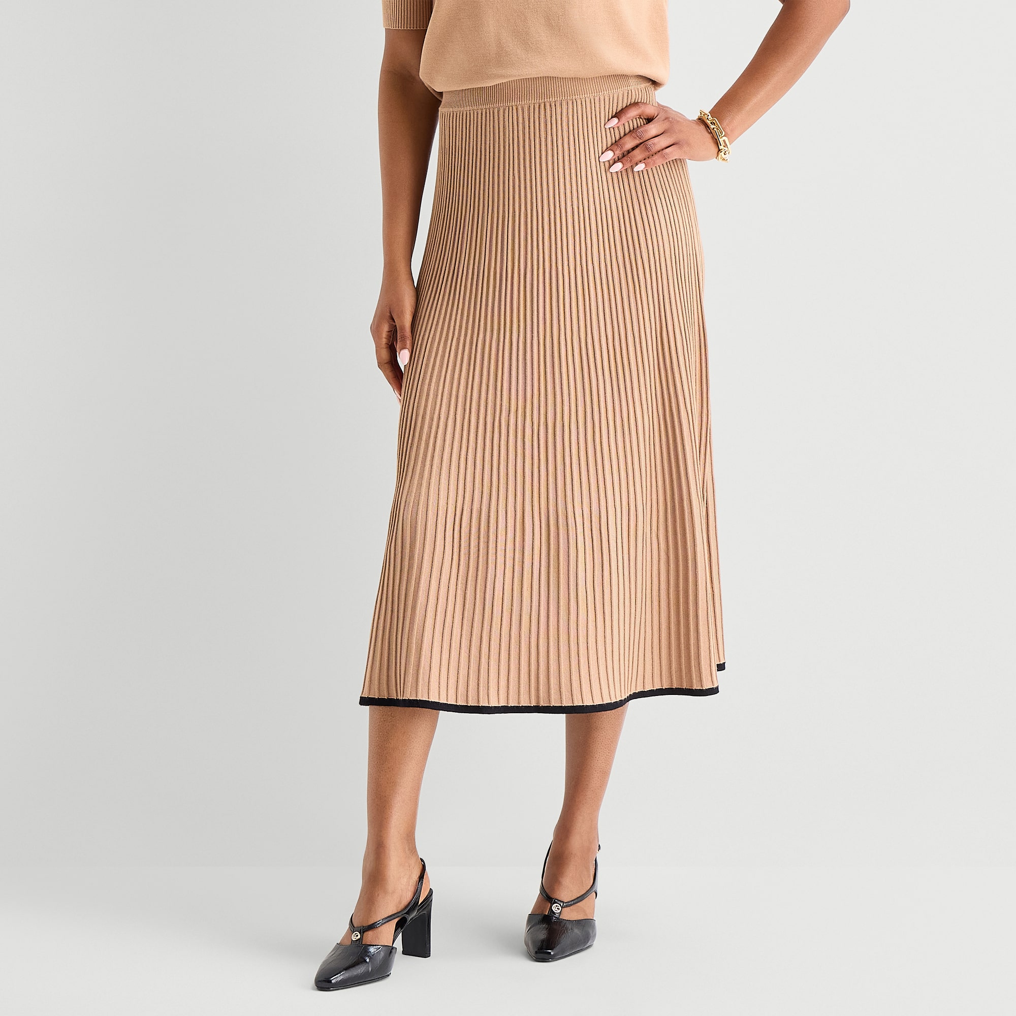 Liz Claiborne Womens High Rise Midi Pleated Skirt