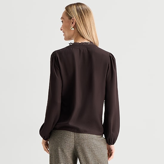 Liz Claiborne Womens V Neck Long Sleeve Blouse