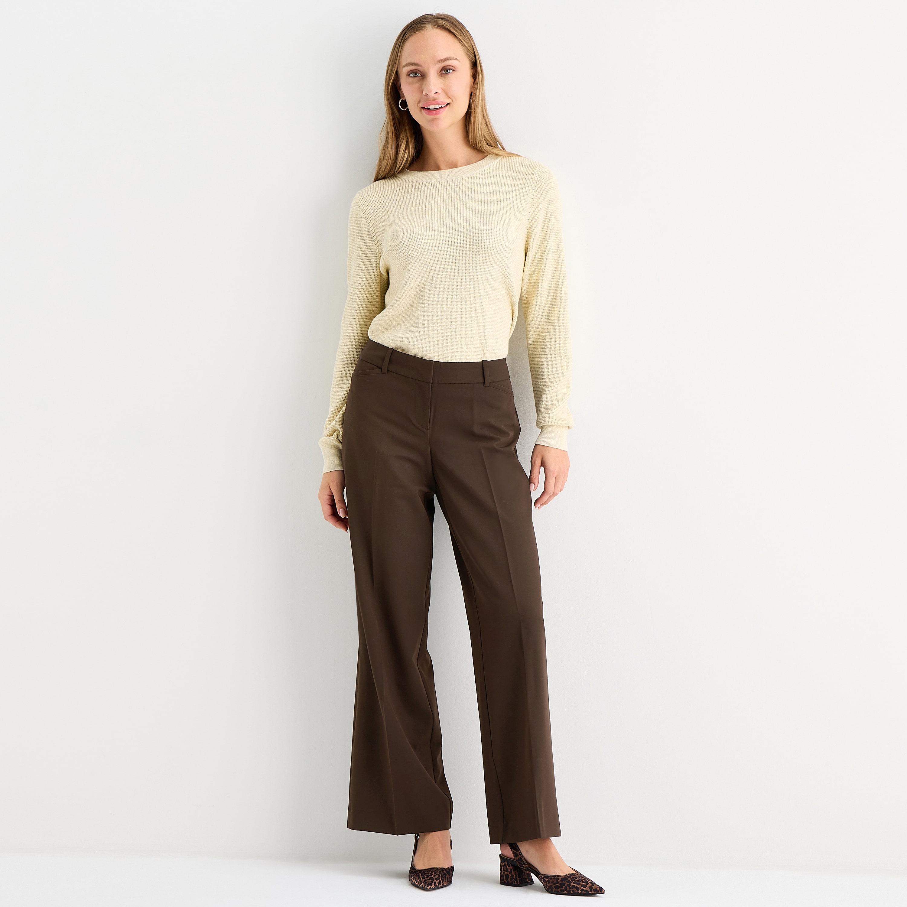 Liz Claiborne Audra Womens Wide Leg Mid Rise Trouser