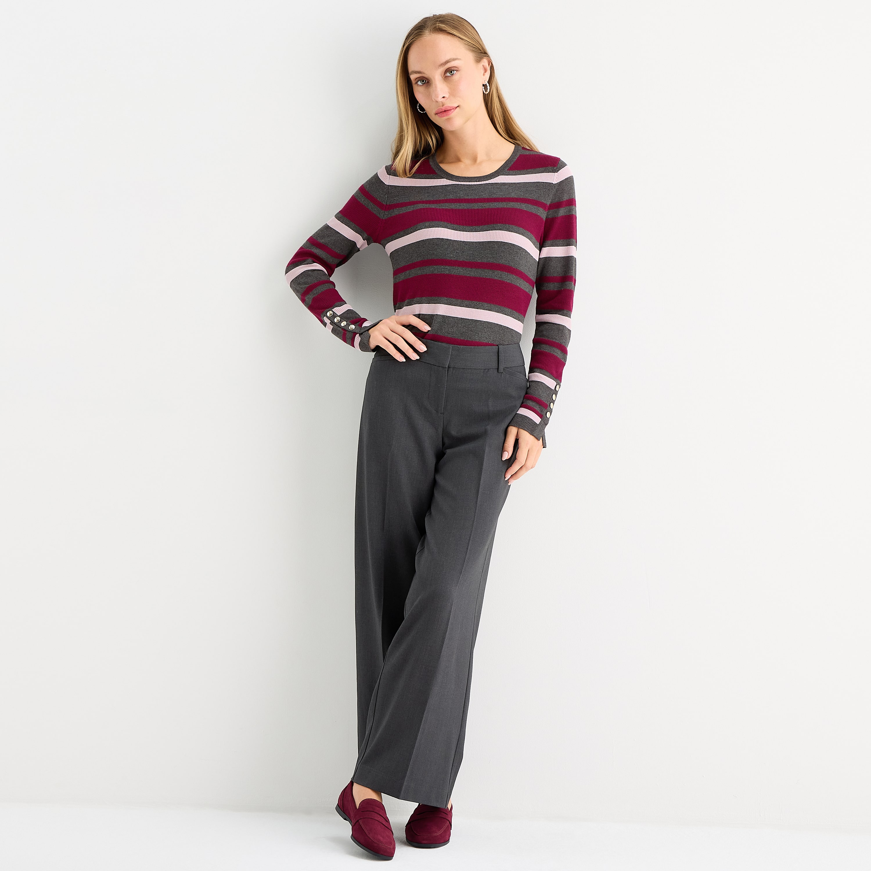 Liz Claiborne Audra Womens Tall Wide Leg Mid Rise Trouser