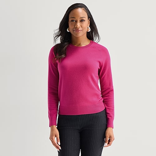 Liz Claiborne Luxe Womens Crew Neck Long Sleeve Pullover Sweater In Pink