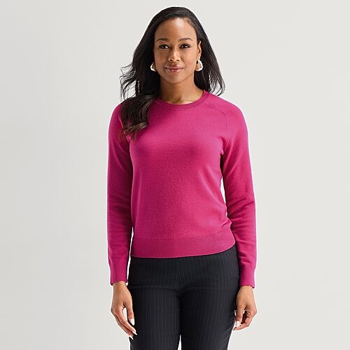Liz Claiborne Tall Luxe Womens Crew Neck Long Sleeve Pullover Sweater In Pink