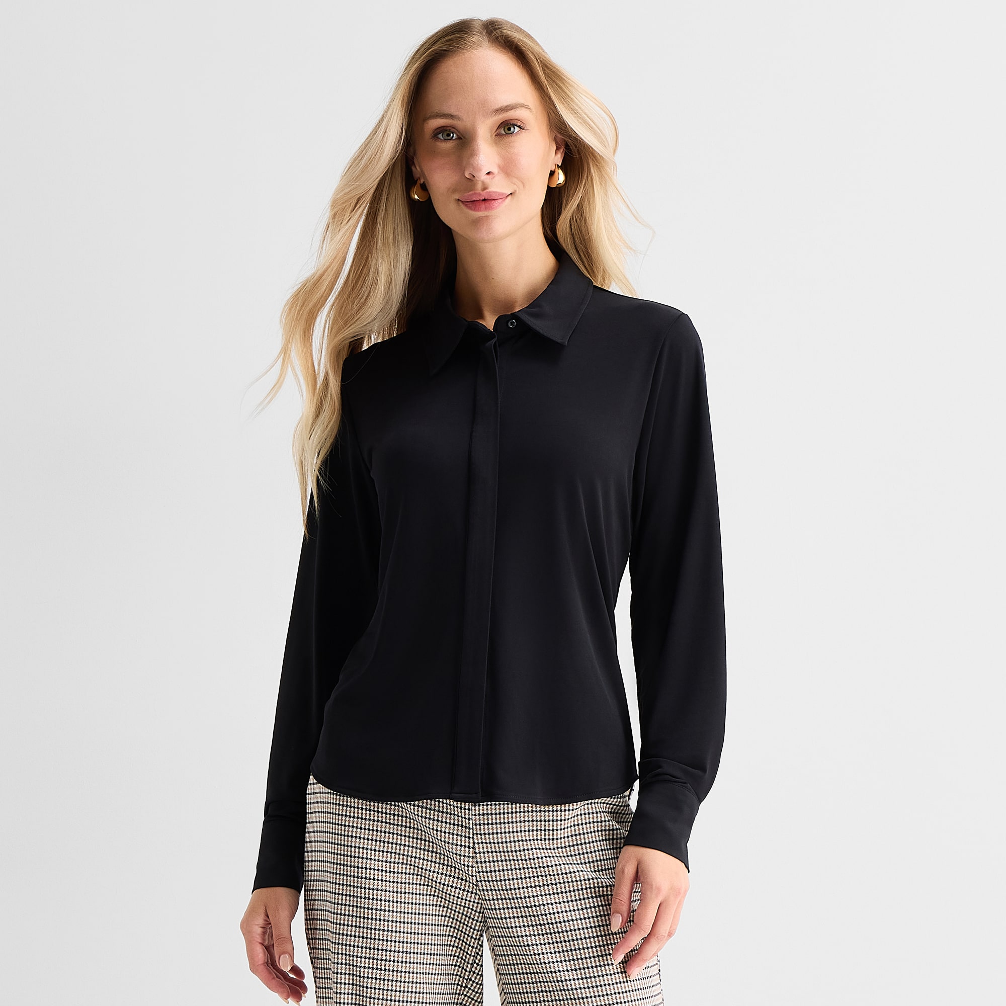 Liz Claiborne Womens Tall Long Sleeve Blouse