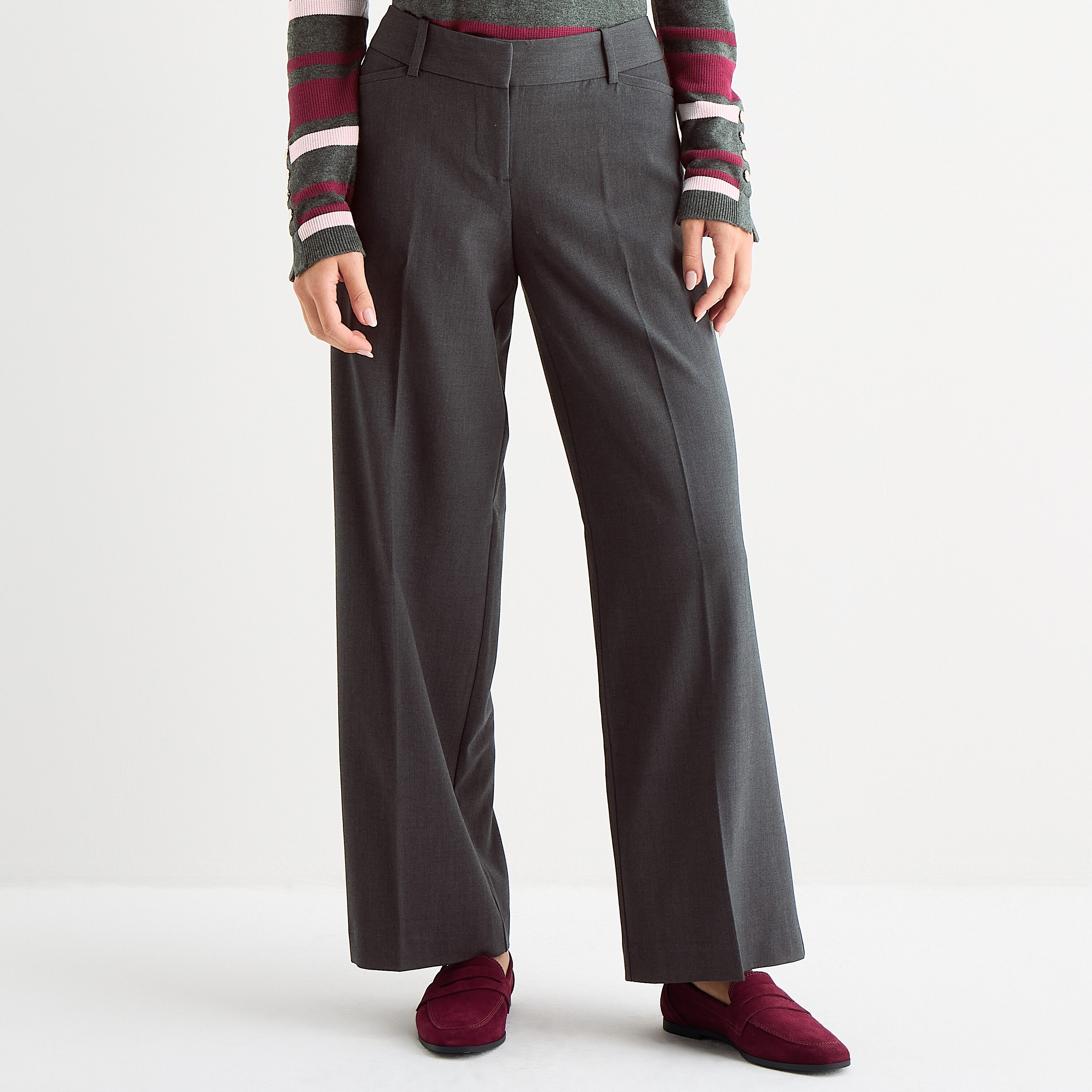 Liz Claiborne Audra Womens Tall Wide Leg Mid Rise Trouser