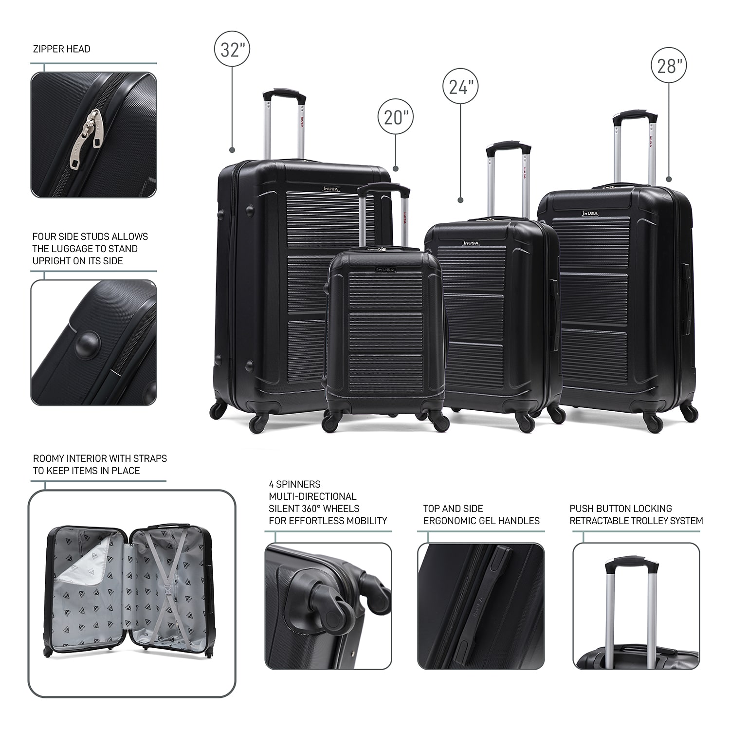 InUSA Pilot 4-pc. Hardside Luggage Set