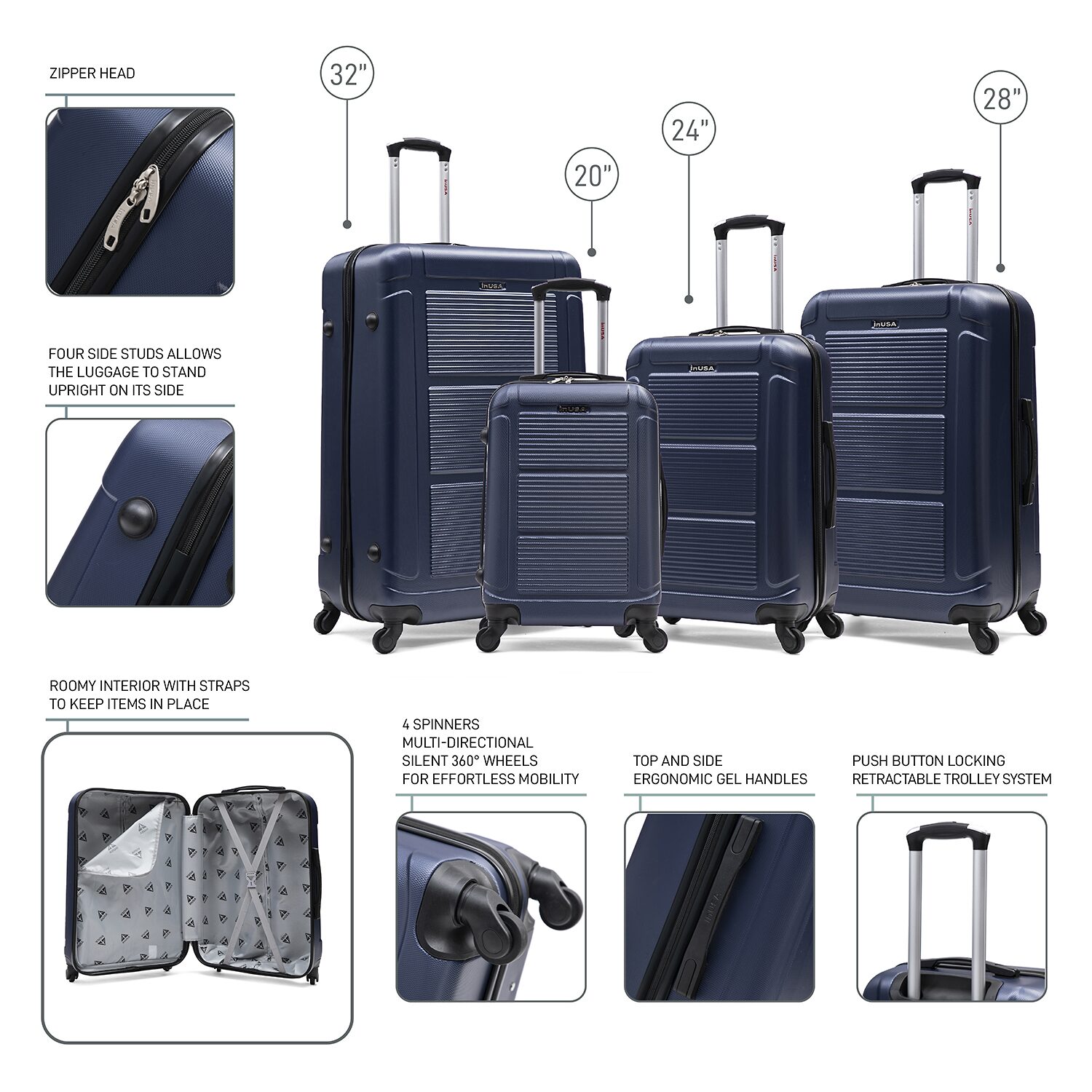 InUSA Pilot 4-pc. Hardside Luggage Set