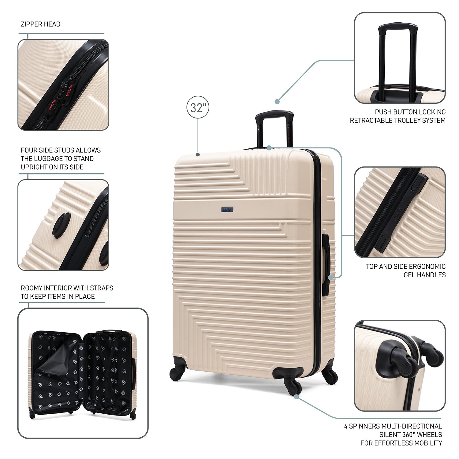InUSA Resilience 32 Inch Hardside Checked Spinner Luggage