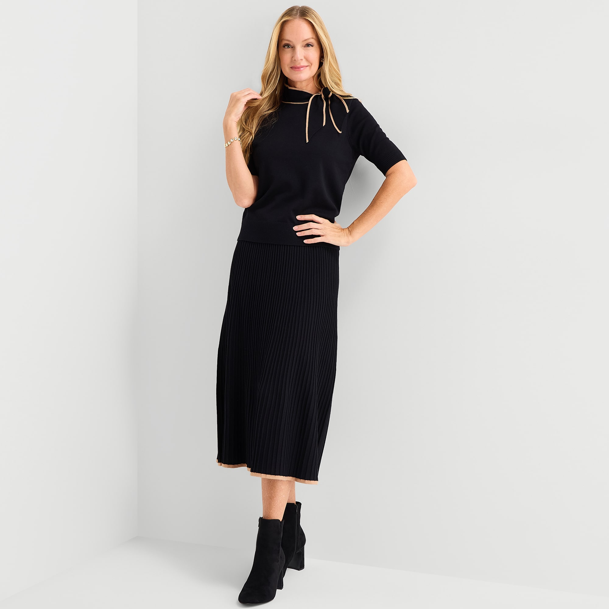 Liz Claiborne Womens High Rise Midi Pleated Skirt