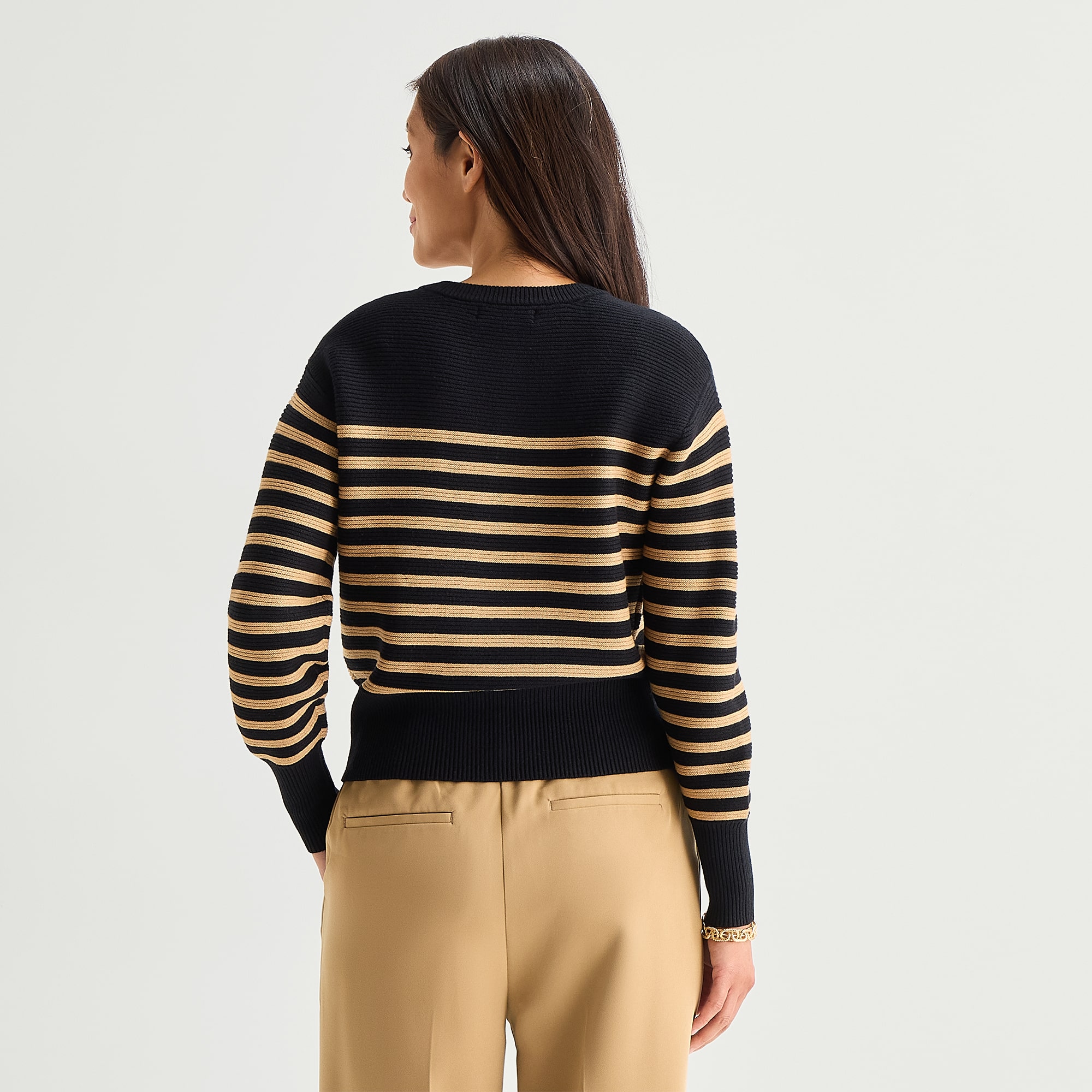 Liz Claiborne Womens Crew Neck Long Sleeve Striped Pullover Sweater