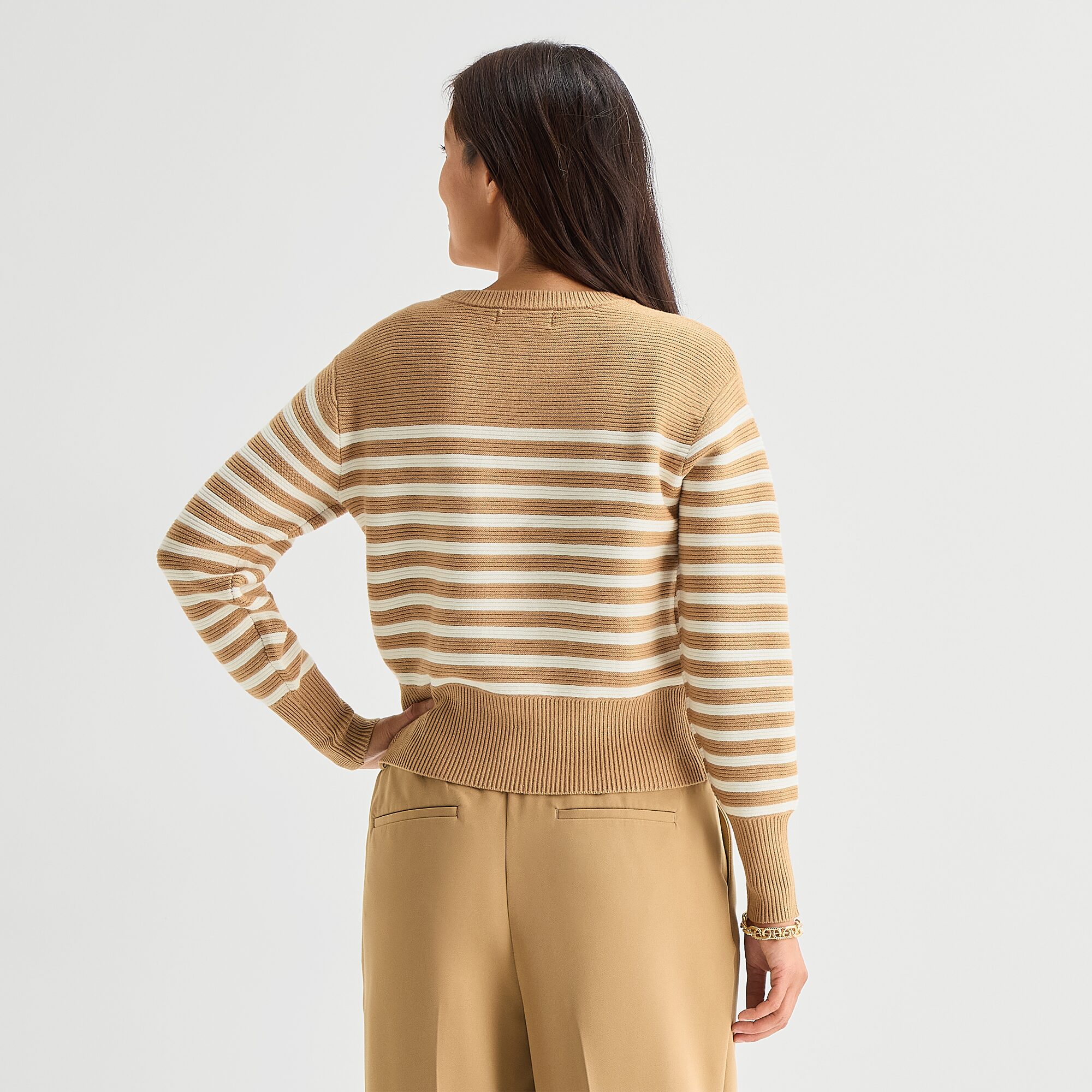 Liz Claiborne Womens Crew Neck Long Sleeve Striped Pullover Sweater