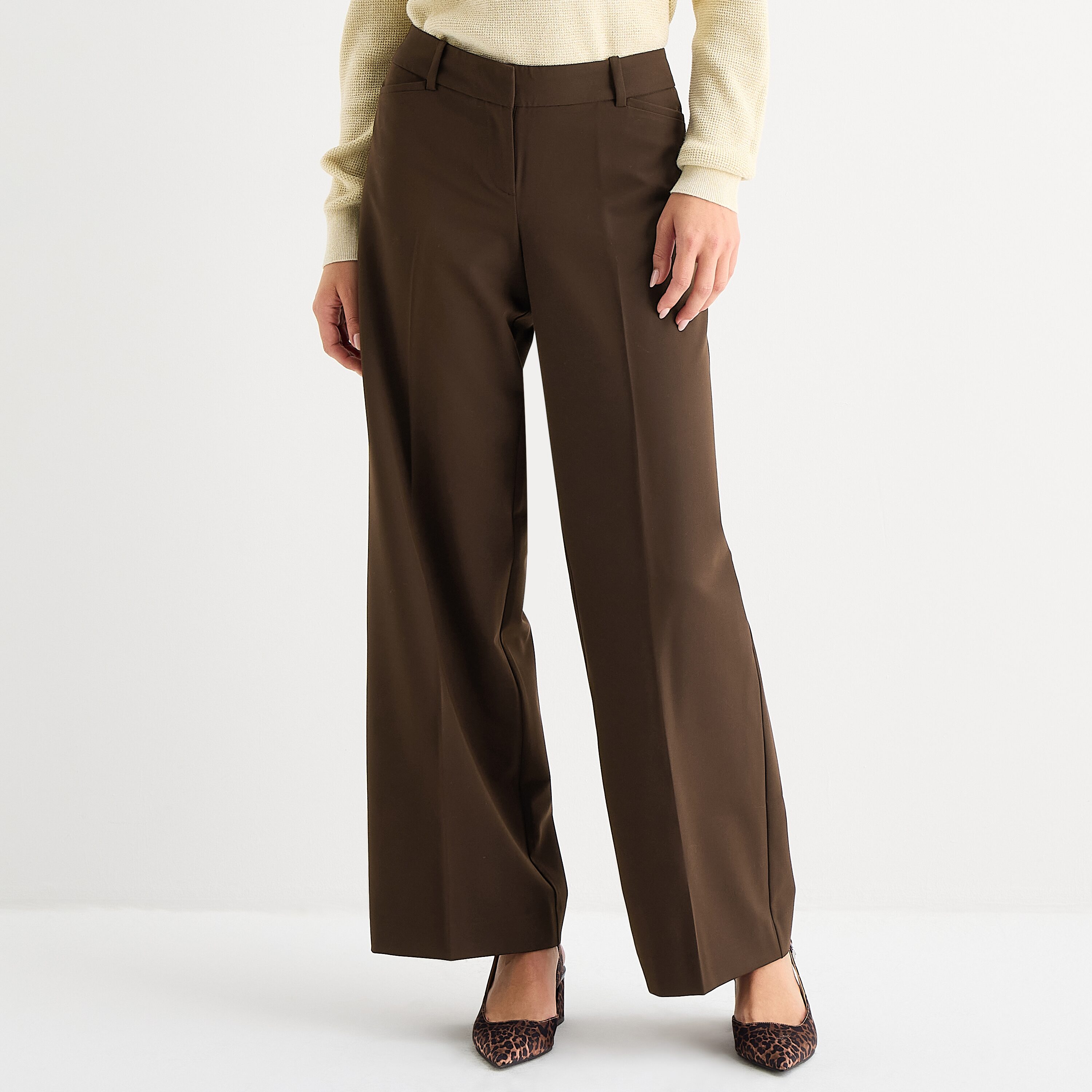 Liz Claiborne Audra Womens Wide Leg Mid Rise Trouser