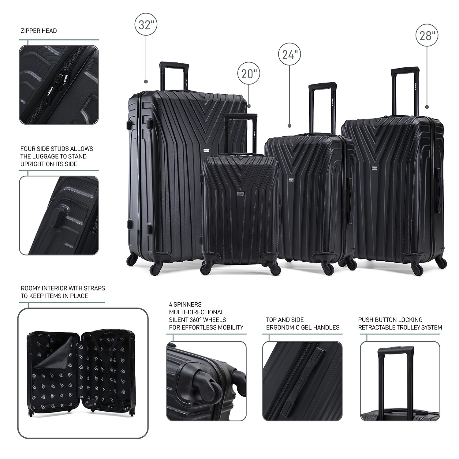InUSA Vasty 4-pc. Hardside Luggage Set