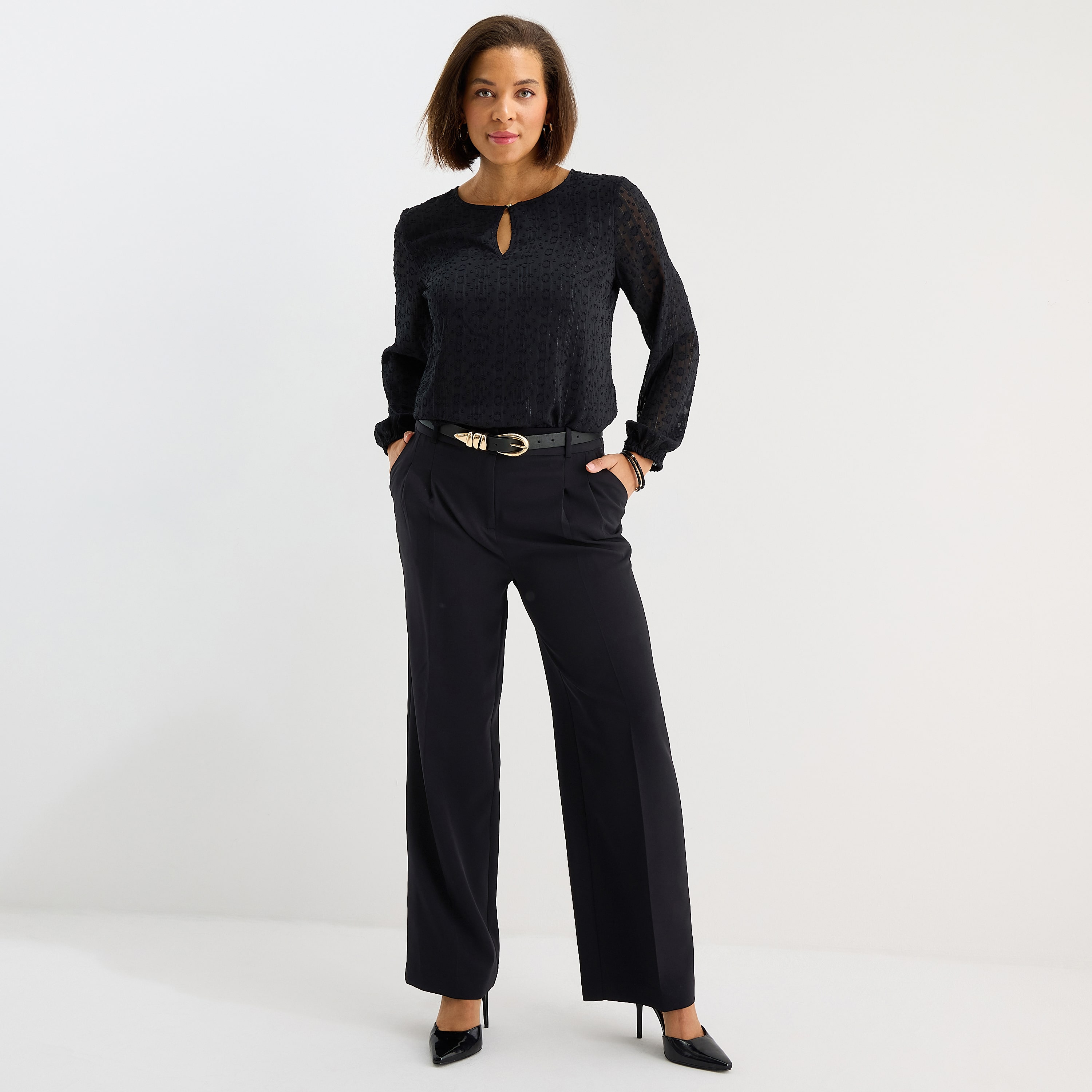 Liz Claiborne Womens Tall Wide Leg Mid Rise Trouser