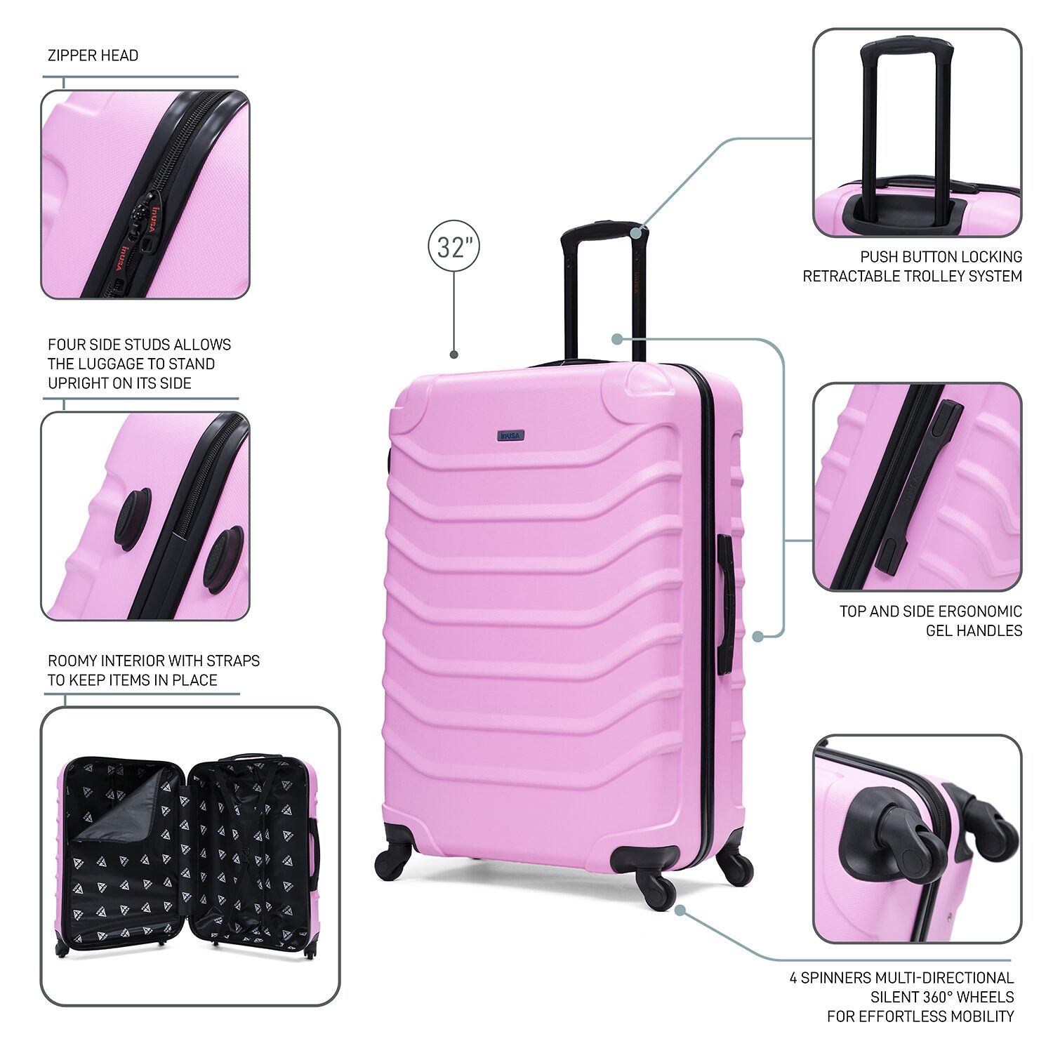 InUSA Endurance 32 Inch Hardside Checked Spinner Luggage