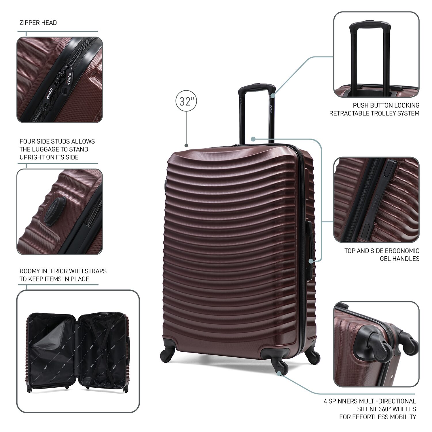 Dukap Adly 32 Inch Hardside Checked Spinner Luggage