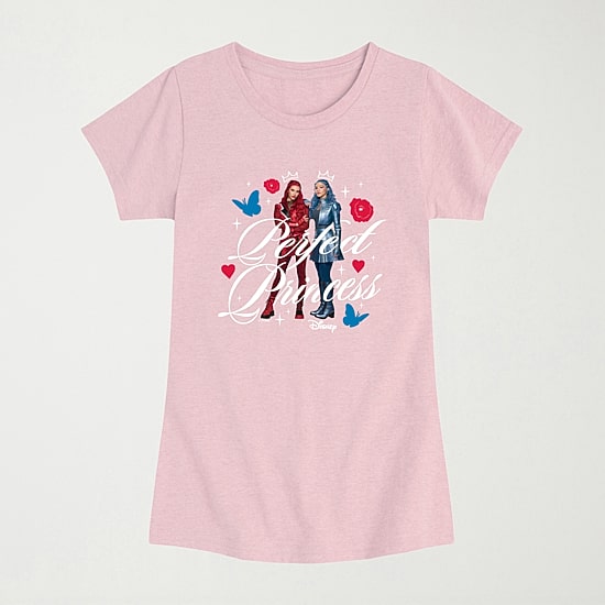 Disney Collection Wicked Wonderland Collage Girls Crew Neck Short Sleeve Regular Fit Descendants Graphic T-Shirt