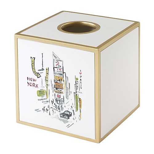 Nicole Miller City Girl Tissue Box Cover In White