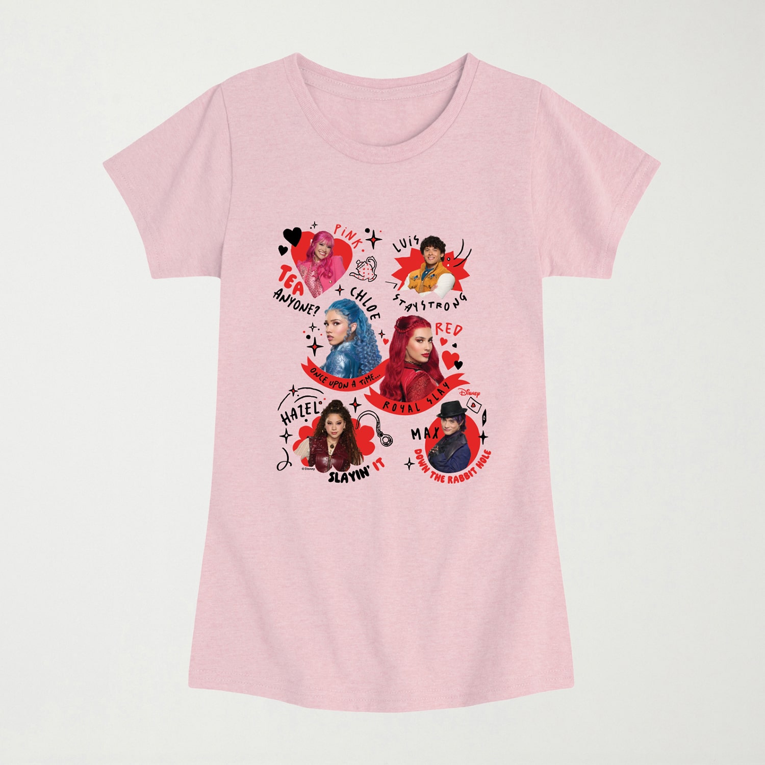 Disney Collection Wicked Wonderland Perfect Princess Red And Pink Big Kid Girls Crew Neck Short Sleeve Regular Fit Descendants Graphic T-Shirt