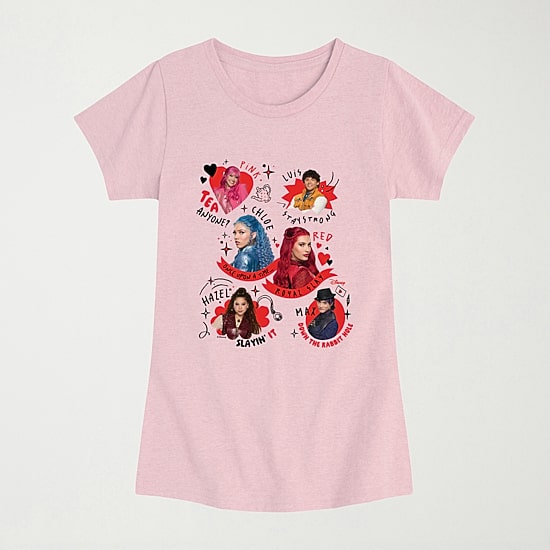 Disney Collection Wicked Wonderland Perfect Princess Red And Pink Big Kid Girls Crew Neck Short Sleeve Regular Fit Descendants Graphic T-Shirt