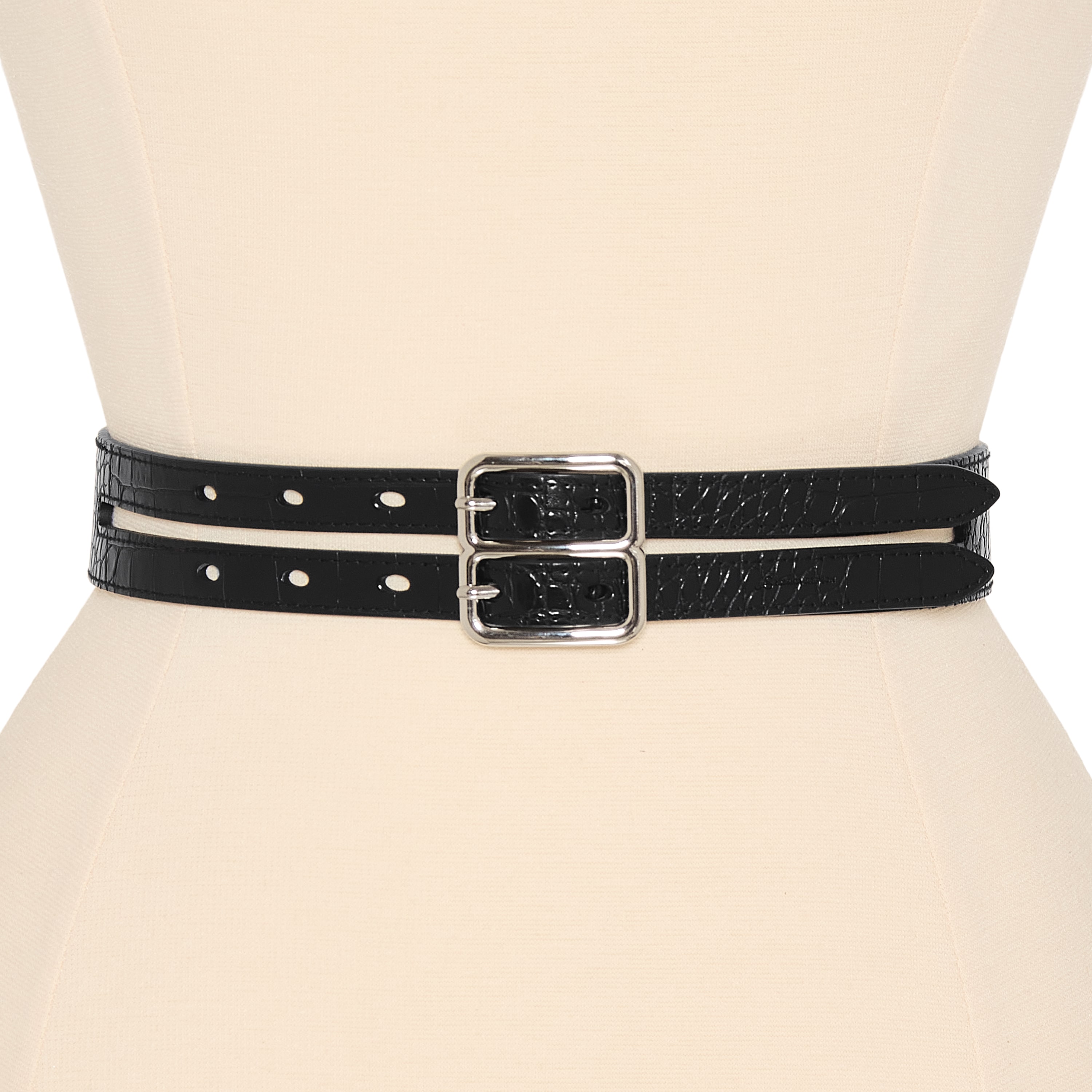 JS Jessica Simpson 2.25" Faux Double Belt Womens