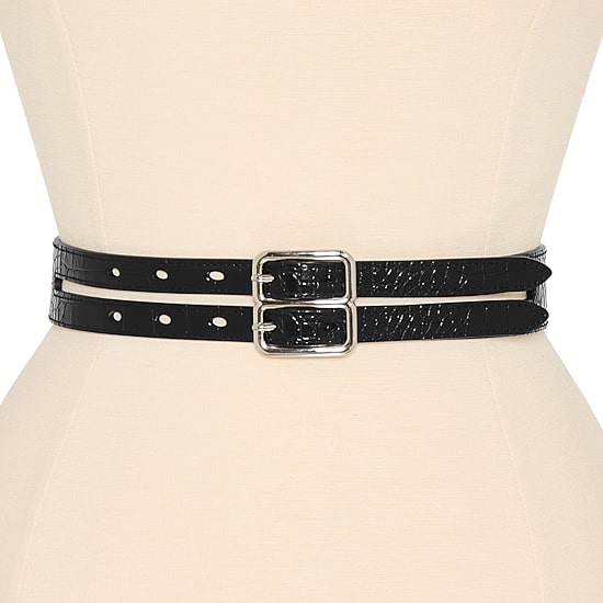 JS Jessica Simpson 2.25" Faux Double Belt Womens Belt