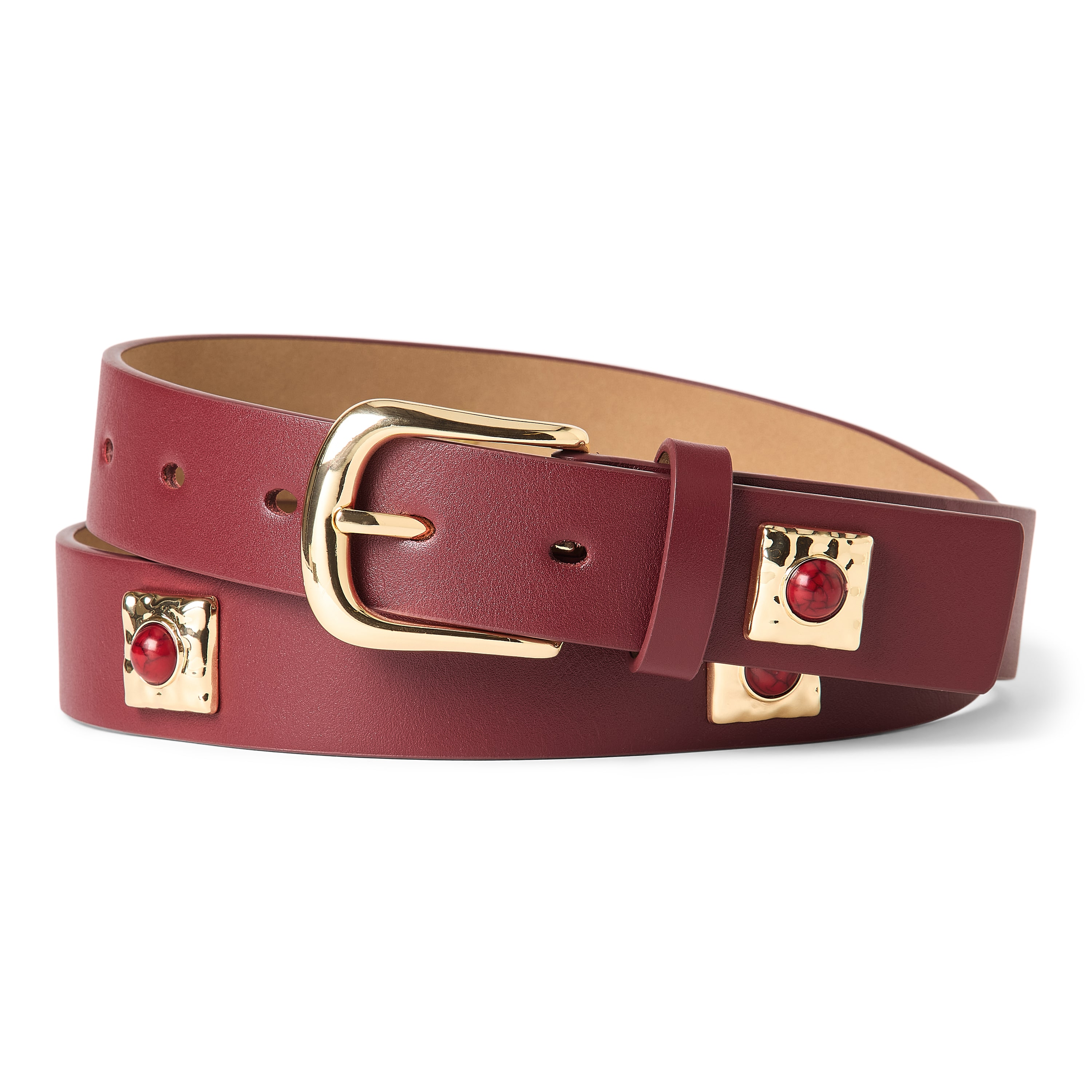 JS Jessica Simpson 1.25" Studded Strap Womens Belt