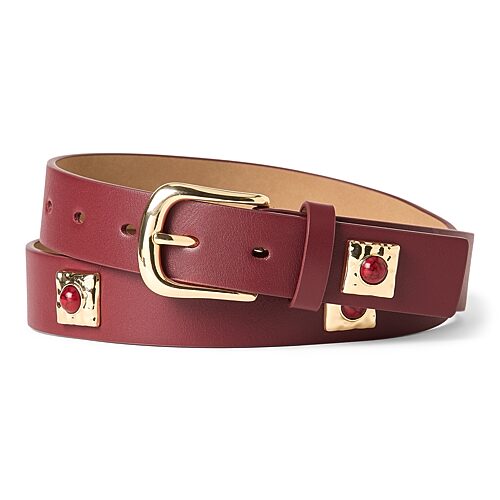 Js Jessica Simpson 1.25" Studded Strap Womens Belt In Red