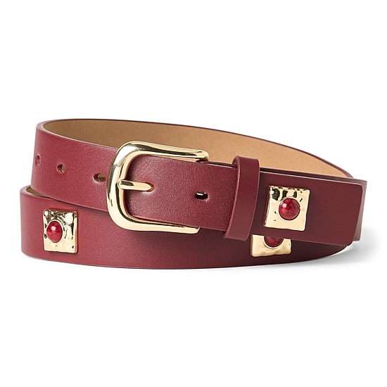 JS Jessica Simpson 1.25" Studded Strap Womens Belt